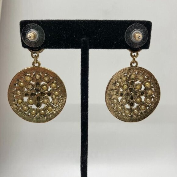 Victorian Set Simulated Pearl Choker 16" Necklace Pierced Earrings Rhinestone - Picture 11 of 16